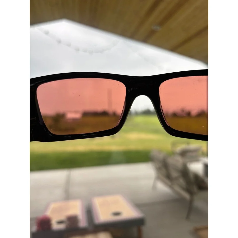Oakley Sunglasses Polished Black Frame Rose Lens Wrap‎ Sport Mens